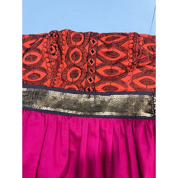 Anthropologie Floreat Women's Strapless Pink Orange Sequin Dress Size 0 - Picture 3 of 10